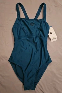 Traje de baño Arena para mujer Solid Control Pro espalda verde azulado profundo de una pieza talla 32 nuevo con etiquetas - Imagen 1 de 8