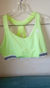 ADIDAS MUJER ACE SUJETADOR DEPORTIVO 3 RAYAS, AMARILLO ALTA RESOLUCIÓN XL Nuevo sin etiquetas - Imagen 1 de 4