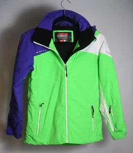 Karbon Unisex Größe 14 Snowboard Ski Jacke Reißverschluss hellgrün lila - Bild 1 von 15
