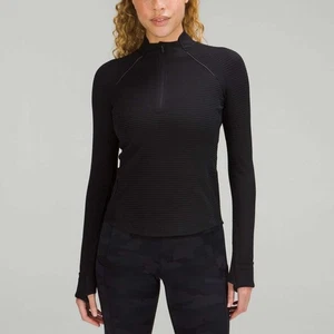 Top sportivo nero Lululemon Ventscape mezza zip manica lunga donna taglia 0 - Foto 1 di 14