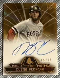Dustin PEDROIA🔥2014 Topps Tribute Gold Pastime AUTO #TPT-DP 5/15 Red Sox💥 - Picture 1 of 2