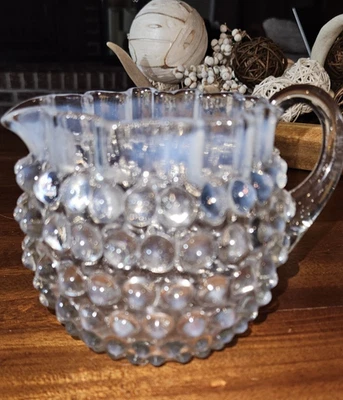 Vintage Fenton Hobnail Blue Opalescent Art Glass Pitcher - Image 1 of 4