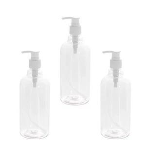 Botellas con bomba de prensa de 500 ml de 3 piezas para champú y lavado corporal de jabón líquido - Imagen 1 de 11