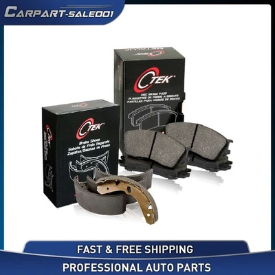 Para 1983-1986 Dodge 600 C-Tek conjunto de pastilhas de freio a disco dianteiro traseiro sapata de freio a tambor - Imagem 1 de 4