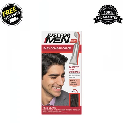 A-55 - Color de cabello fácil peinado solo para hombres con aplicador, negro real, paquete de 2 Foto 1 de 4