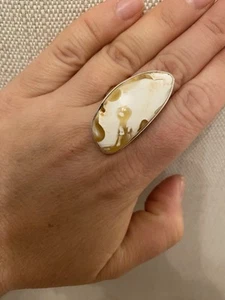 Large Natural Baltic Amber Silver 925 Ring - Picture 1 of 5