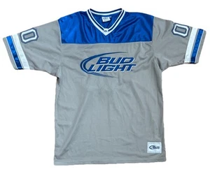Bud Light Fußball Trikot Gr. XL #00 grau blau Unisex Bier Promo bestickt - Bild 1 von 9