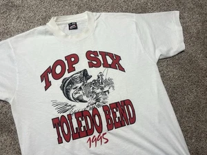 Vintage Top Six Toledo Bend 1995 Fishing Shirt Single Stitch Best Tag Y2K 90s L - Bild 1 von 9