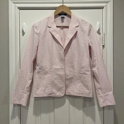 Blazer de Colección Lauren Ralph Lauren Para Mujer Pequeño Pequeño Rosa Seersucker Elástico Foto 1 de 4