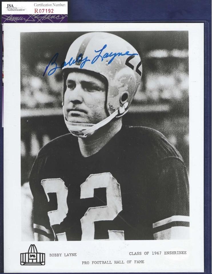 Foto autografiada 8x10 de Bobby Layne Detroit Lions de fútbol americano HOFer certificado de autenticidad JSA Foto 1 de 1