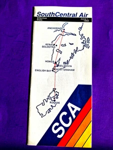 South Central Air Timetable June 1 1992 with Alaska Route Map - Imagen 1 de 2