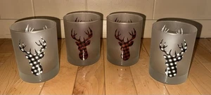 Culver Ltd Satin mattierte Steine Glas Hirsch Büffel Karo Design rot und schwarz  - Bild 1 von 5