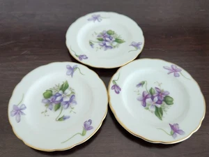 Set Of 3 Rossetti Spring Violets Butter Pats Gold Rim Made In Occupied Japan - Picture 1 of 9