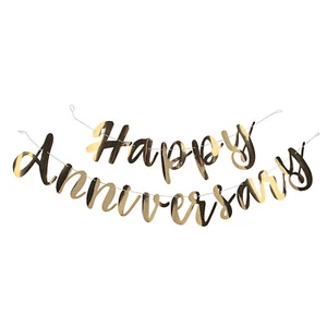 Gold Happy Anniversary Foil Script Banner - Party Decor - 1 Piece - Picture 1 of 1