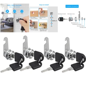 4Pcs 16mm Keyed Cylinder Cam Locks Tool Box File Cabinet Desk Drawer with 8 Keys - Picture 1 of 12
