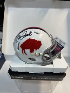 BUFFALO BILLS BRUCE SMITH SIGNED RIDDELL Throwback Mini Helmet JSA WITNESS TB - Picture 1 of 1