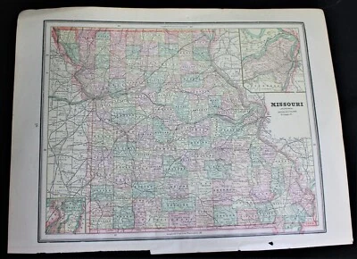 PÁGINA MAPA CRAM'S ATLAS DE MISSOURI E IOWA 1890 VINTAGE Foto 1 de 2