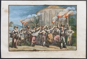 Bartolomeo Pinelli 1809 stampa antica vendemmia saltarello colori originali - Picture 1 of 7