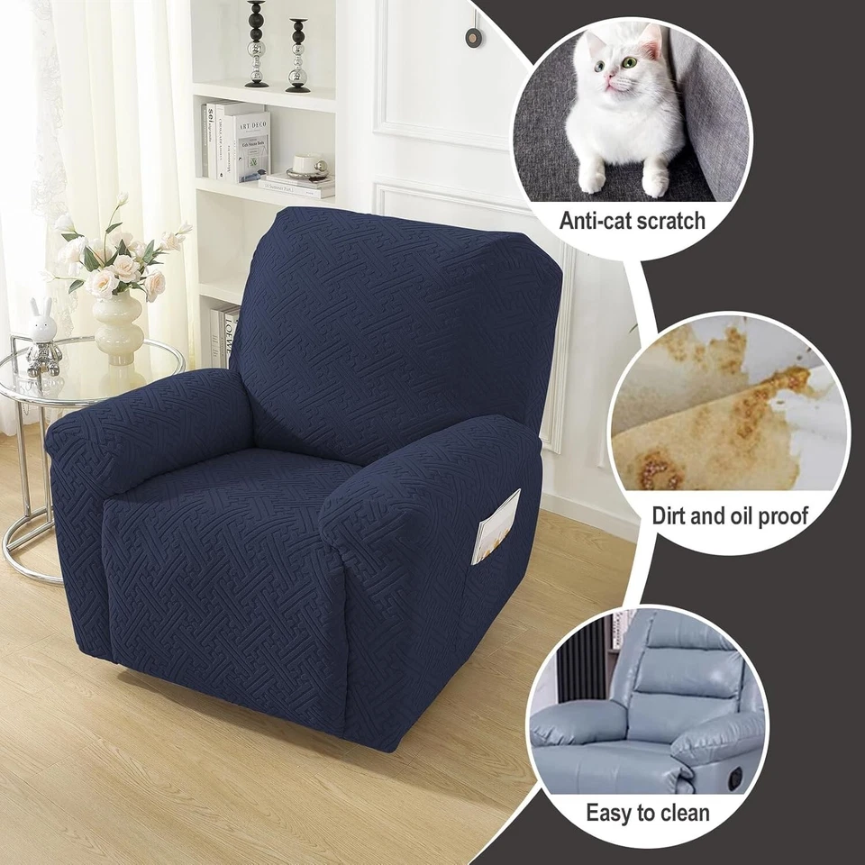LAVISHCOVER 1Seater Elastic Recliner Sofa Cover Stretch Armchair Covers Couch Slipcover