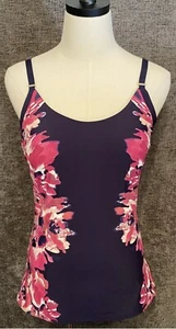 Calvin Klein Swimwear Floral Print Tankini Top In Navy Size Small New With Tags - Picture 1 of 8