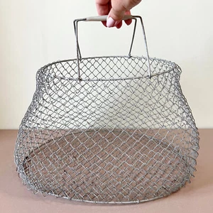 Cesta de pesca de malla de alambre de metal rústico soviético vintage almacenamiento industrial hogar - Imagen 1 de 6