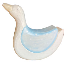 East Of India Wooden Duck Standing Ornament Blue & Ivory Baby Nursery Gift New