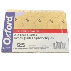 Oxford A-Z Card Guides 4" x 6"  Manila 1/5 Tab Cut Item #40409 New & Sealed - Picture 1 of 5