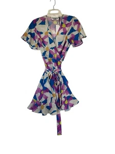 NWT Colourful Rebel Telsi Big Flower Wrap Mini Dress Size XS - Picture 1 of 8