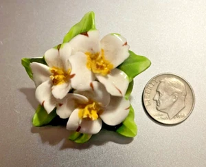 Broche prendedor Crown Staffordshire Inglaterra flor porcelana - Imagen 1 de 11