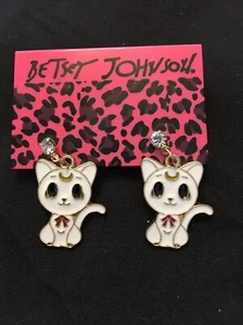 betsey johnson cat earrings - Picture 1 of 3