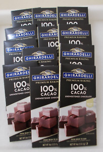 GHIRARDELLI Premium 100% Cacao Unsweetened Chocolate Baking Bar 4oz (12 Pack)