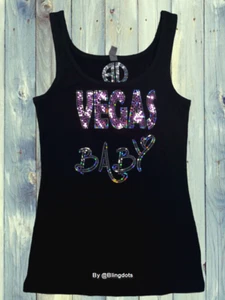 Vegas baby Bling Tank Top Sequin Vegas Shirt no rhinestones sparkly glitter Tee - Bild 1 von 6