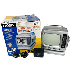 COBY CX-TV1 Portable 5" Black & White Television w/ AM/FM Radio & Box Works Read