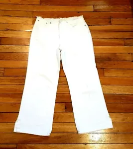 M&S Collection weiße Crop Stretch Jeans ausgefranster Rand UK 10 SHORT - Bild 1 von 8