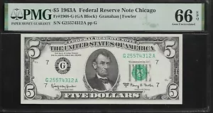 US 5 $ 1963A PMG 66 EPQ UNC Fr #1968-G FRN Chicago Granahan/Fowler - Picture 1 of 4