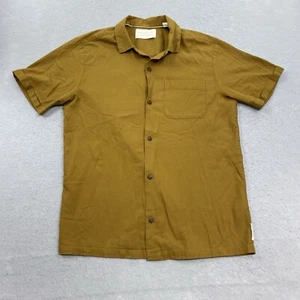 Scotch & Soda Shirt Mens Small Brown Loop Collar Camp Textured Short Sleeve - Picture 1 of 13