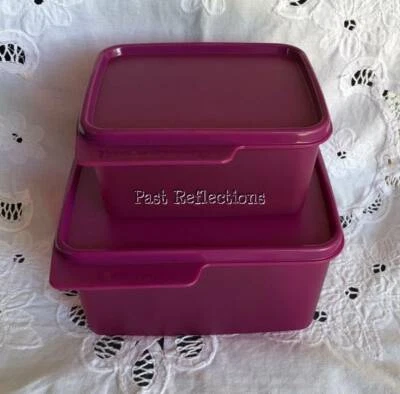TUPPERWARE KEEP TABS SET OF TWO IN LIPSTICK PINK 1.2L & 500ml - Image 1 of 2