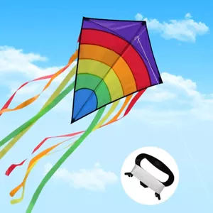 Kinder-Drachen Rainbow Eddy Blue Flugdrachen inkl. 80M Drachenschnur Spielzeug - Bild 1 von 24