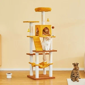 63.8" Sturdy Cat Tree Tower Condo Furniture Scratching Post Pet Kitty Play House - Picture 1 of 96