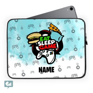 Personalised iPad Case Sleeve Eat Sleep Game Boys Gamer Gift for iPad 2021 10.2 - Picture 1 of 3