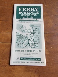Folleto de programación de 1962 de Washington State Ferries de colección - Imagen 1 de 4