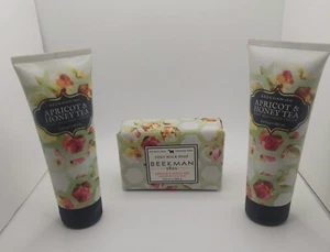 Set of 3 Beekman 1802 2 Hand Creams & 9oz Bar Soap Apricot & Honey Tea NEW - Picture 1 of 3
