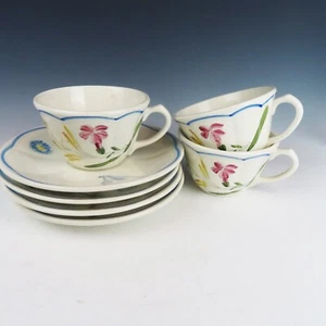 3 Sets LIBELLULE by Longchamp Cups & Saucers Handpainted French Ca. 1970's - Picture 1 of 11