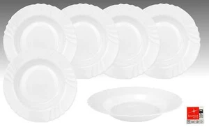 6er Set Essteller Ebro Hartglas weiß tief 23,5cm Speiseteller Suppenteller Neu - Bild 1 von 3