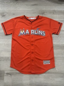 M21 NWOT MAJESTIC Miami Marlins #6 Parsons Youth Jersey Size L 14/16 Orange - Picture 1 of 8