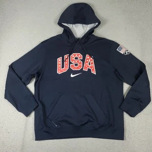 Nike Sweater Mens Large Navy Blue USA Olympics Therma Fit Hoodie Sweatshirt - Picture 1 of 10