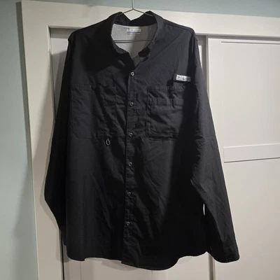 Columbia PFG Shirt Men's XL Black Omni-Shade UPF Fishing Vented Long Sleeve - Image 1 of 4