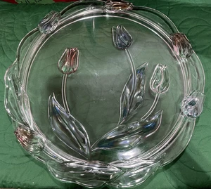 Mikasa Glass Walther Germany Tivoli Tulip Cake Cookie Platter Spring Easter Box - Picture 1 of 3