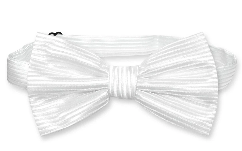 Pajarita Vesuvio Napoli blanca tejida diseño de rayas horizontales para hombre Foto 1 de 1