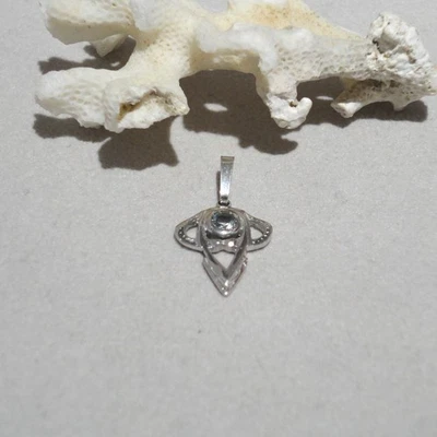 Jugendstil Aquamarin Anhänger Aqua Schmuck Trachten Retro Vintage Silber 925/- - Bild 1 von 4